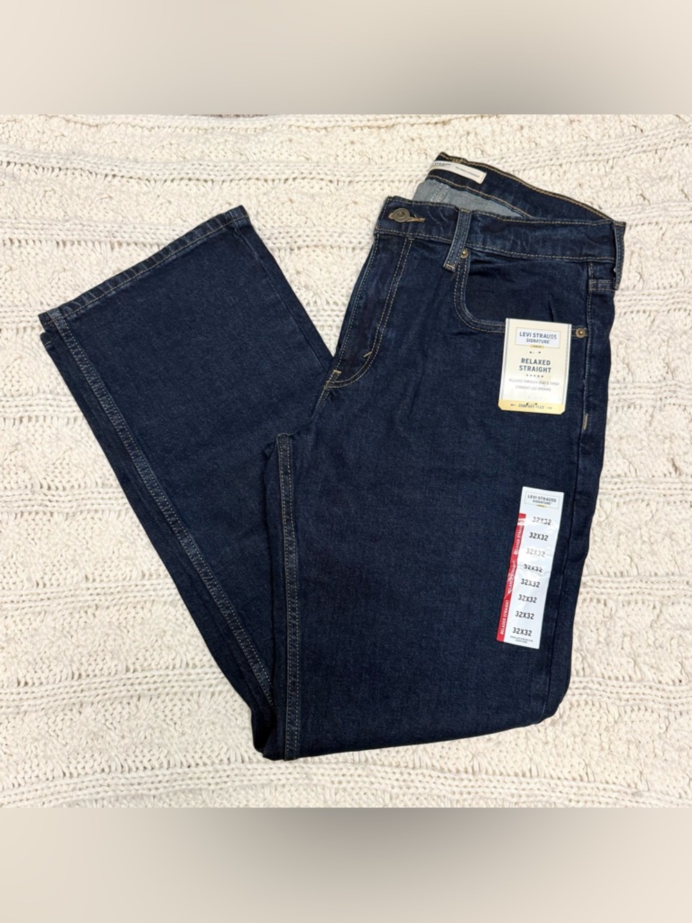 New Levi's Men's Relaxed Straight Jeans- Dark Blue- 32x32
